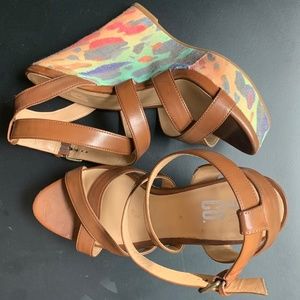 Boho Print Wedge Heels